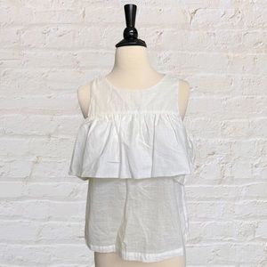 White, cotton, Small, cold shoulder top.